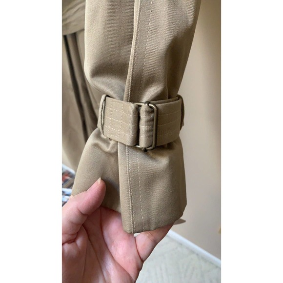 Vintage J.G. Hook Trench Coat Womens Size 14R Plaid Lined Yoke Button Up Belted - Picture 7 of 11